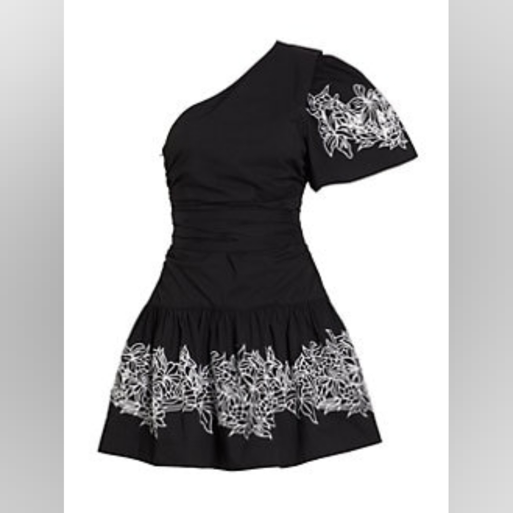 Tanya Taylor Amber One-Shoulder Belted Mini Dress